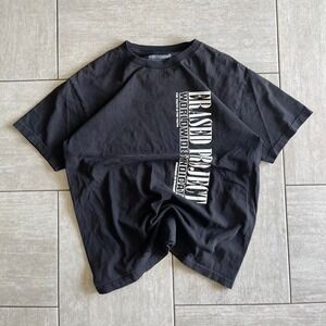 Erased Project Worldwide Syndicate Graphic T-Shirt Black Large Distressed Mens